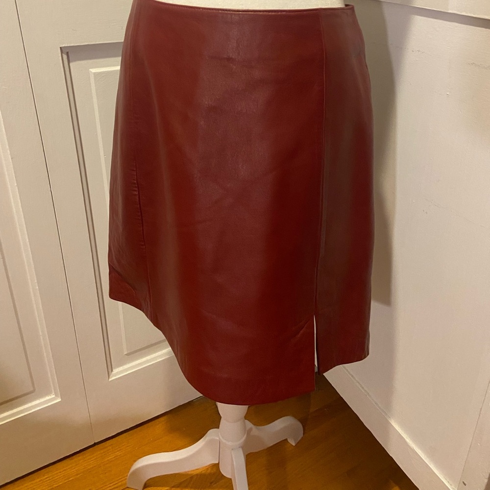 Siena Studio Leather Burgundy Pencil Skirt - Picture 7 of 10